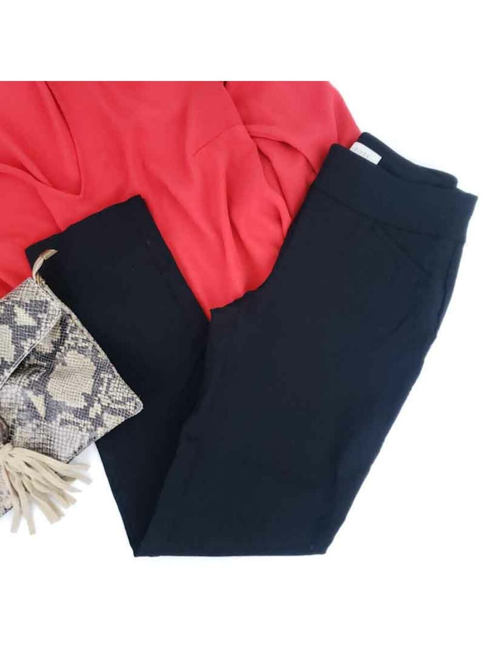 Talbots Straight Leg Black Career Pants 2P Petite Stretch Waist Work Trousers